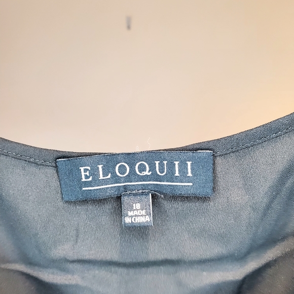 Eloquii Black Flutter Sleeve Blouse With Tie Detail Size 18 - Picture 6 of 11